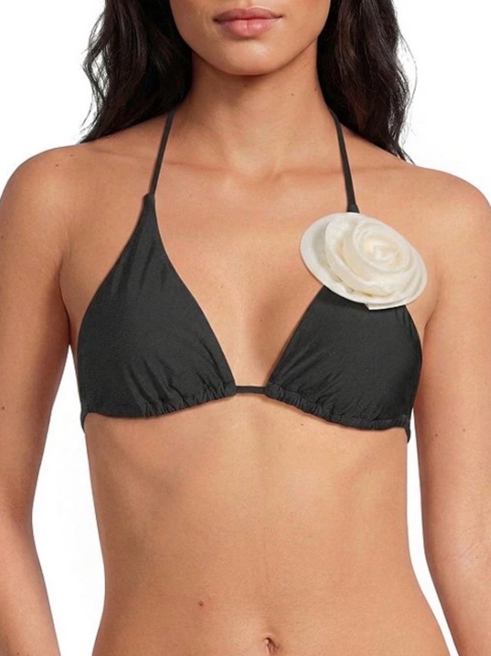 Gianni Bini Rosette Triangle Halter Bralette Swim Top